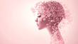 © Erika - perfil de una mujer con flores color rosa saliendo de su cuerpo de su cabeza relajacion y paz mental y salud emocional sentimiento sy emociones positivas belleza surrealista feminidad romantica