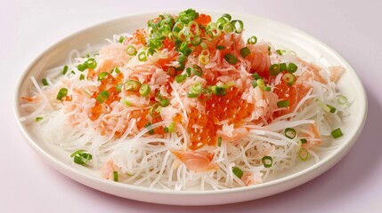 Wall Mural - Vermicelli Noodle Salad with Salmon and Scallions