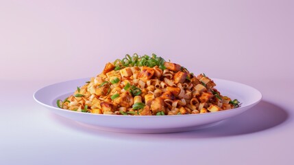 Poster - A Plate of Fried Rice with Green Onions and Other Toppings