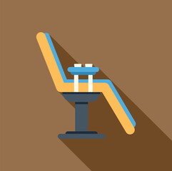 Poster - Dentist chair icon in flat style with long shadow, isolated on a brown background