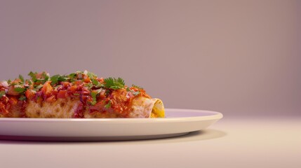 Wall Mural - A single serving of Korean Kimchi Fried Rice with a side of chopped scallions