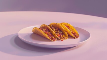 Wall Mural - Three Mini Tacos on a White Plate