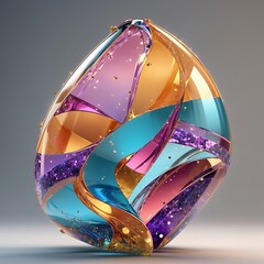 Glitter abstract glass shape, 3d render