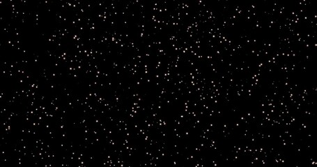 Poster - Sparkle, glitter and shimmer on black background with texture, light and dust in space. Wallpaper, particles and shiny in graphic for digital card, celebration and New Year aesthetic for creativity