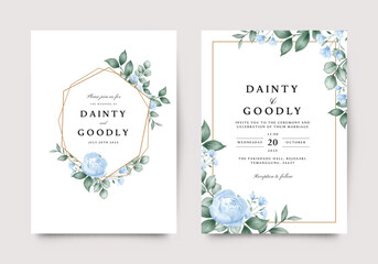 Wall Mural - Beautiful wedding invitation set with watercolor florals