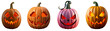 © imak - set of jack o lanterns isolated on transparent background.generative AI