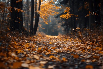 Poster - A Pathway Through an Autumnal Forest