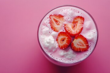 Wall Mural - Strawberry Yogurt Smoothie with Fresh Fruit.