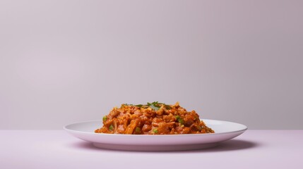 Canvas Print - A Plate of Spicy Stir-Fried Noodles with Green Onions and Sesame Seeds