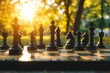 © Hafiz - A close-up of a chess board mid-game in a park, with copy space