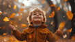 © feeling lucky - A joyful child playing in autumn leaves, capturing the essence of fall with vibrant colors and natural beauty.