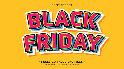 Wall Mural - minimalists sticker style vector text effect with black friday word font effect