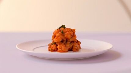 Wall Mural - Spicy, Savory, and Garlicky Fried Chicken Bites on a White Plate