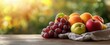 Fresh Fruit Basket on Wooden Table