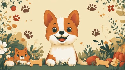 National Pet Day style wallpaper light yellow back  123 animal, dog, cartoon, vector, illustration, fox, pet, mammal, isolated, cat, squirrel, cute, fun, art, pets, tail, nature, fur, baby, brown, fun