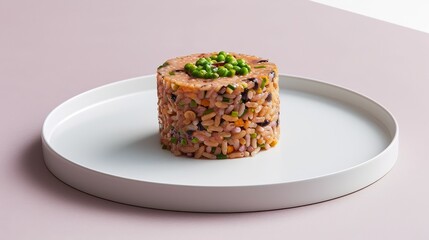 Wall Mural - A single serving of rice and pea dish on a white plate