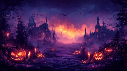 samhain style wallpaper dark purple background wit 73 halloween, night, moon, sky, sunset, castle, t