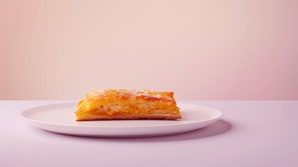 Canvas Print - A Single Slice of Pastry on a White Plate