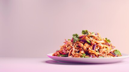 Canvas Print - A Close-Up of a Plate of Asian-Inspired Slaw with Fresh Herbs