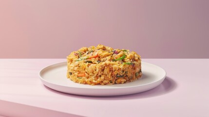 Canvas Print - A Single Serving of Fried Rice on a White Plate