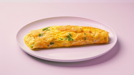 Wall Mural - A golden-brown omelet with herbs on a white plate