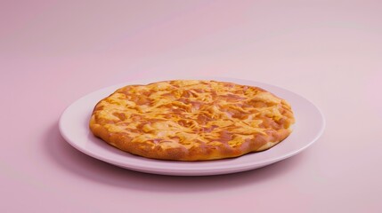 Wall Mural - A Golden-Brown Spanish Tortilla on a White Plate