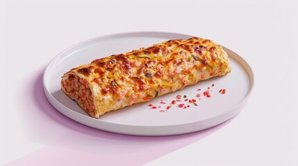 Wall Mural - A Golden-Brown Baked Pastry Filled with Creamy Cheese and Toppings