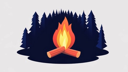 Wall Mural - Discover a retro D campfire logo with a vintage touch, set against a sleek black background, perfect for your brand.