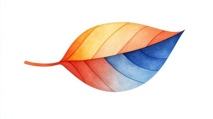 Poster - A vibrant cartoon leaf, featuring clean lines and textures, stands out on a white background, perfect for a modern look.