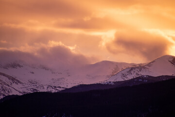 Sky alight with color in the colorado rocky mountains