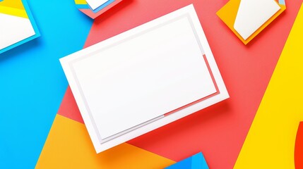 Wall Mural - A Blank White Card on a Multicolored Background