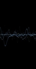 Wall Mural - Abstract blurred wavy graph lines loop animation on clean black vertical background.