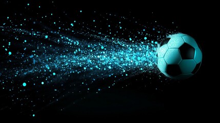 Wall Mural - Illustration of a Soccer Ball in Motion with Blue Splash Effects