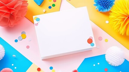 Wall Mural - Blank Card Surrounded by Colorful Decorations