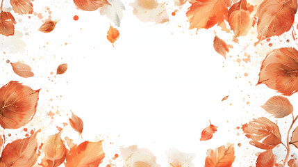 Poster - Autumn Leaves Frame white Background watercolor