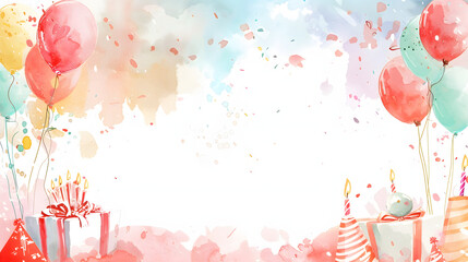 Canvas Print - Birthday Frame white Background watercolor