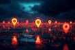 © Phichitpon - GPS pin location icon for navigation or map, Generative Ai
