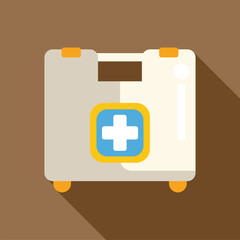 Canvas Print - Closed first aid kit lying on its side, prepared to provide medical assistance when needed