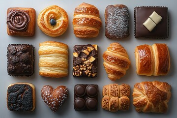 A row of pastries with a heart shaped one in the middle