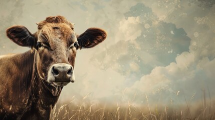 Wall Mural - Curious Cow in a Meadow