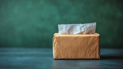 A recycled brown tissue box with a minimalist design