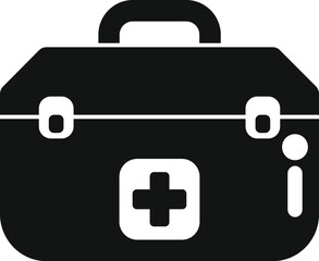 Wall Mural - Black silhouette of a first aid kit, essential for medical emergencies