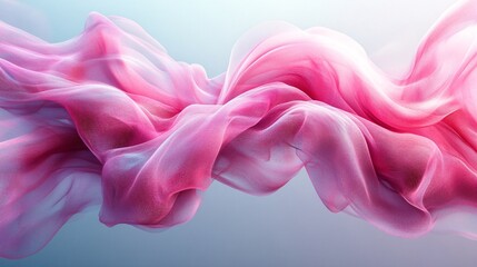 Wall Mural - Abstract fluid motion with pink ribbons flowing elegantly against a soft backdrop.