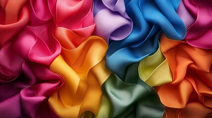 Abstract fabric pattern with a cascade of colorful ribbons for a lively background.