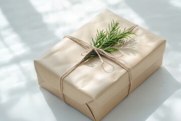 Wall Mural - A beautifully wrapped gift with a natural accent of greenery.