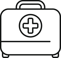 Poster - Simple line art illustration representing a first aid kit, symbolizing medical care and emergency preparedness