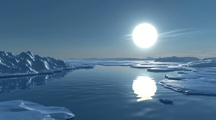 Aufkleber - Fractal image showcasing a cold winter sun reflected in water rendered in 3D cartoon style