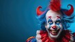 © Mas - Happy clown smiling brightly on dark blue background. AI generated images