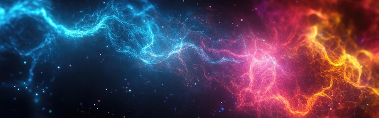 Leinwandbilder - Glowing multicolored plasma field in a 3D cartoon rendering computer generated abstract background