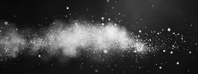 Aufkleber - Freeze motion of white particles on black background in a 3D cartoon rendering
